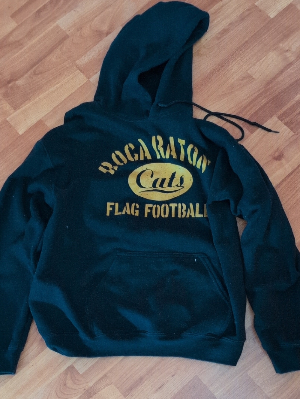 Boca Raton Cats Flag Football Blue Hoodie with Yellow Print